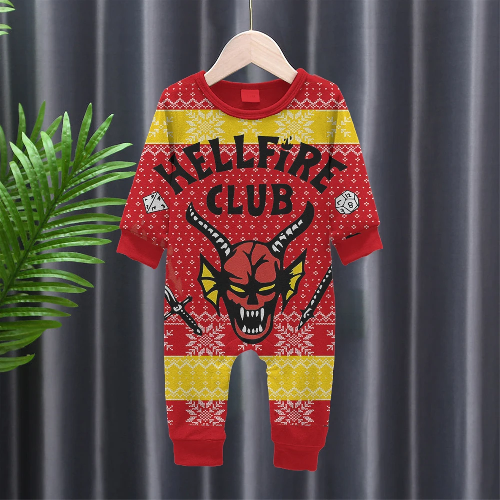 

Baby Boy Baby Universal Hellfire Club Long Sleeve Eddie Munson Season 4 Onesie Baby Girl Costume 3M-24M