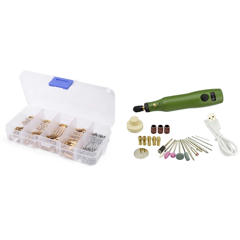 

300Pcs M2 Hex Column Support Screw Nut Assortment Kit & 1 Set Home DIY Rotary Tools Mini Engraver Pen Electric Drill Set