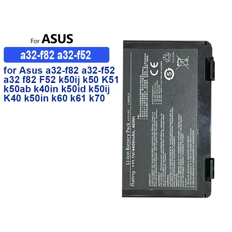 Сменный аккумулятор для Asus a32-f82 a32-f52 a32 f82 F52 k50 K51 k50ab k40in k50id k50ij K40 k50in k60 k61 k70