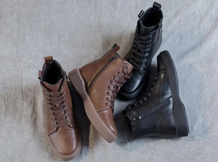 

Женские ботинки Martin, новинка сезона осень-зима 2022, однотонные модные кожаные короткие ботинки в стиле ретро, теплая мягкая Нескользящая женская обувь для отдыха