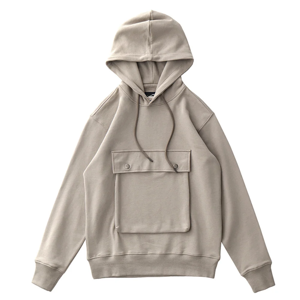 

New spring and autumn coat Japanese retro design grey cotton casual Hoodie men's