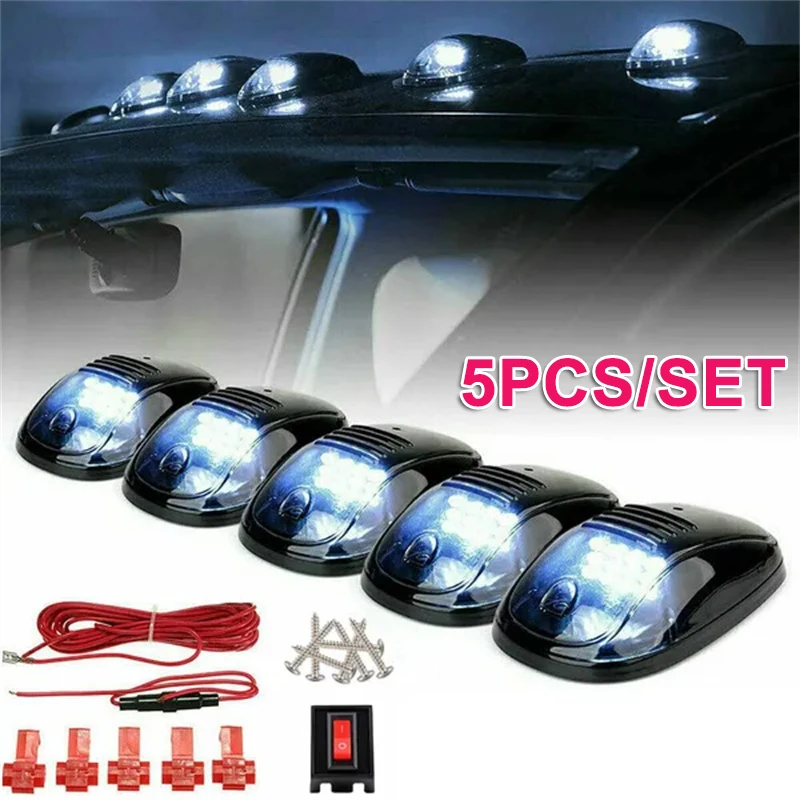 

5pcs 12 LED Smoked Shell Car Cab Dome Light Clearance Marker Lights for Truck Trailer