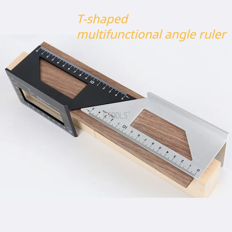

1PC Woodworking Ruler Measuring Tool Aluminum Alloy Multifunctional T-shaped Right Angle 45 Degree Scoring Guide Ruler Caliper