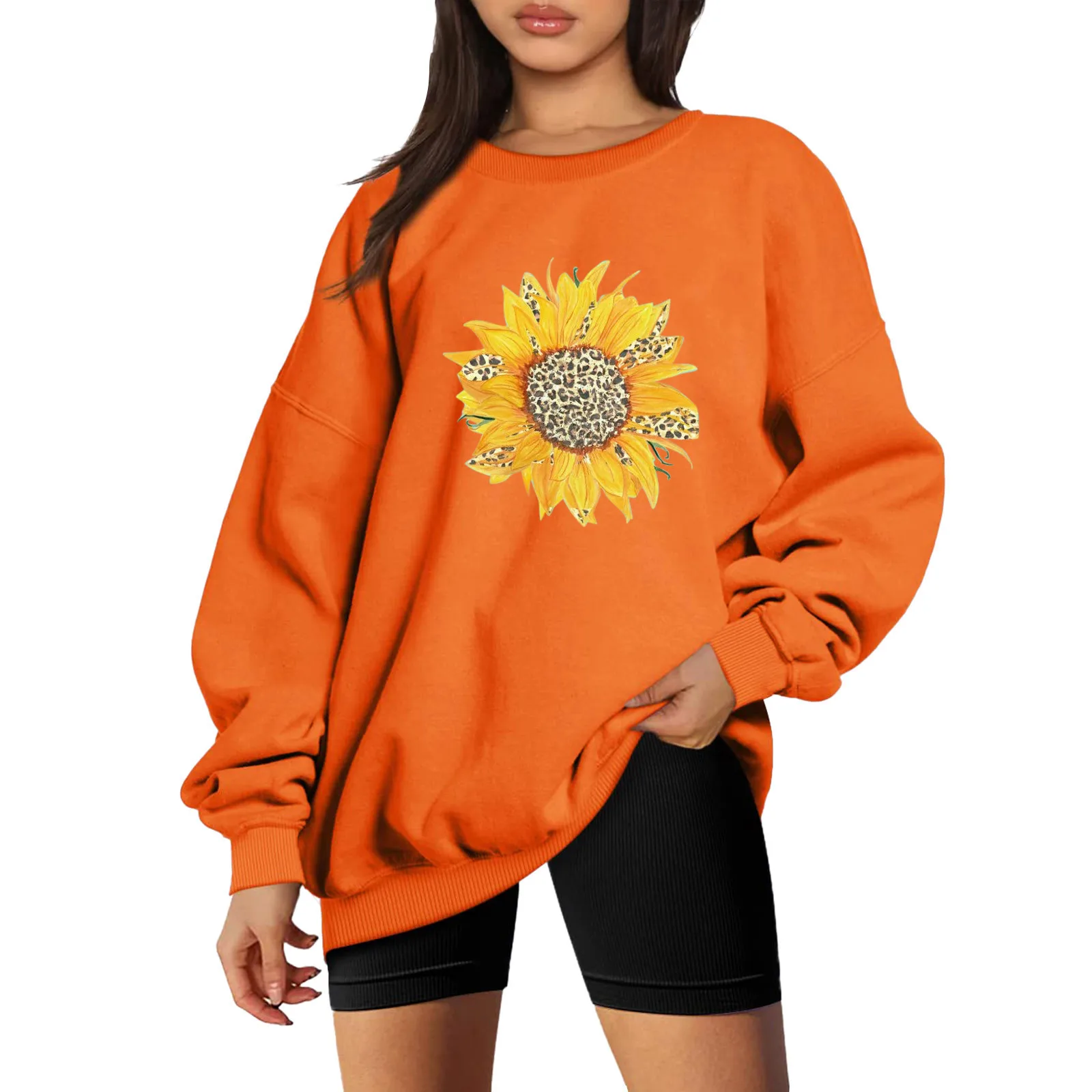 

Womens Autumn And Winter Loose Top Solid Color Shoulder Sleeve Hoodless Pullover Sweatshirt Sweater 4x Sweatshirt Women