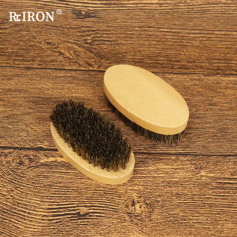 

RIRON Brand Custom Logo Eco Friendly Boar Bristle Beard Brush For Men Facial Cleaning Mustache Tools