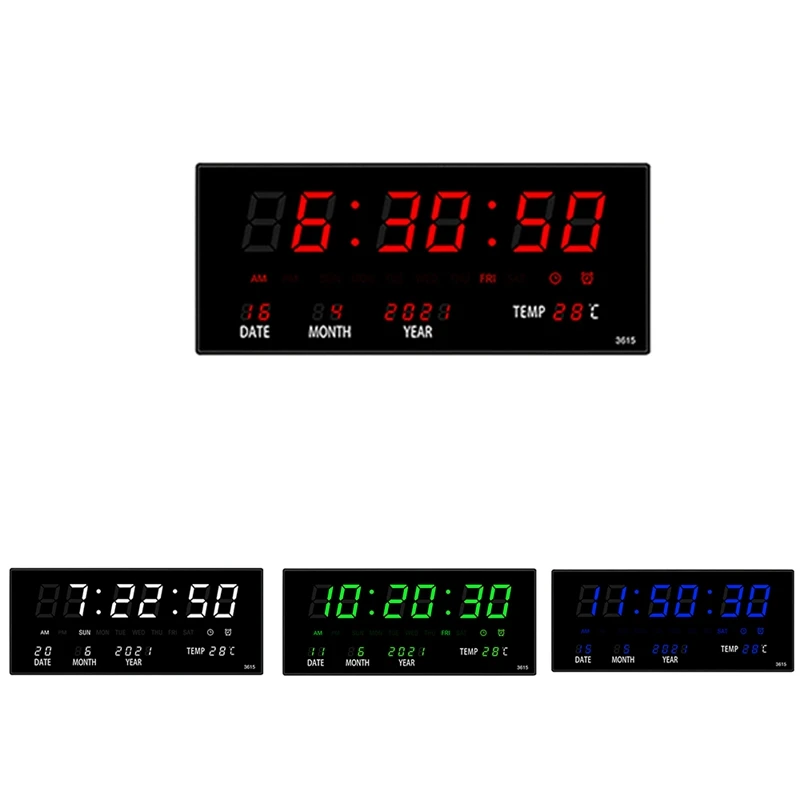 

Электронные часы с вечным календарем, светодиодные цифровые настенные часы с будильником, часы для дома и офиса, отображение температуры