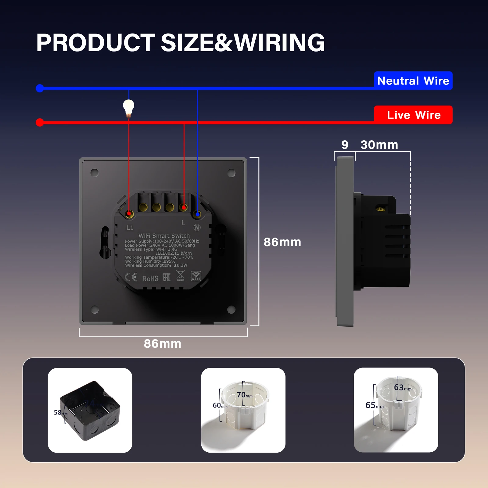 Кнопочный переключатель BSEED Zigbee 1234Gang 2Way Smart EU Socket Пластиковая панель Smart Click Switch Tuya Smart Life Alexa Голосовое управление (art.: 3920cd1aab657) - 3920cd1aab657