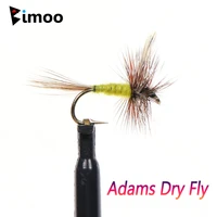 bimoo 6pcs 1016 grizzly brown hackle adams dry fly barbed fly hook may fly midge fly trout fishing lures baits grey yellow