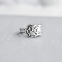 delicate silver color cat paw print animal ring simple style womens rings sweet and cute women party gift jewelry dropshipping