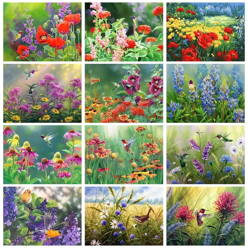 

GATYZTORY Diy Painting By Numbers Adults Crafts Flowers Blossom Acrylic Paints Diy Gift Wall Art On Canvas Pictrues Coloring