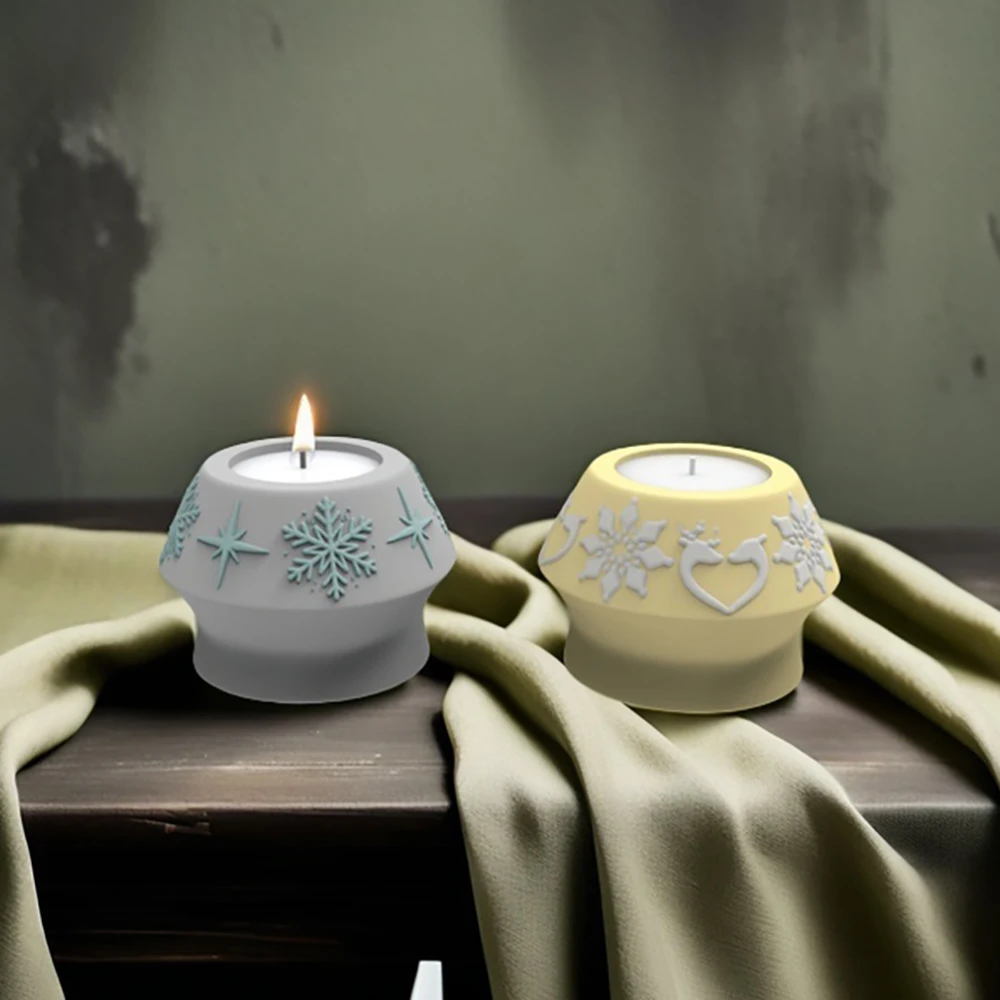 Силиконовая форма для цемента рождественский снежный подсвечник гипсовый Jesmonite