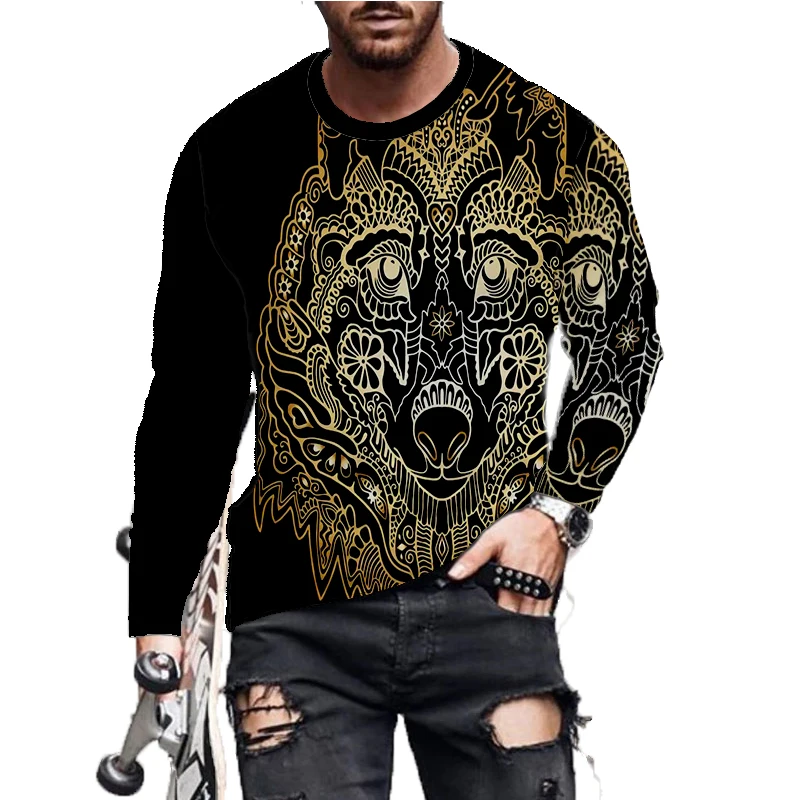 

Мужская футболка с длинными рукавами, разноцветная футболка большого размера в европейском и американском стиле с 3D-принтом полосатых букв...