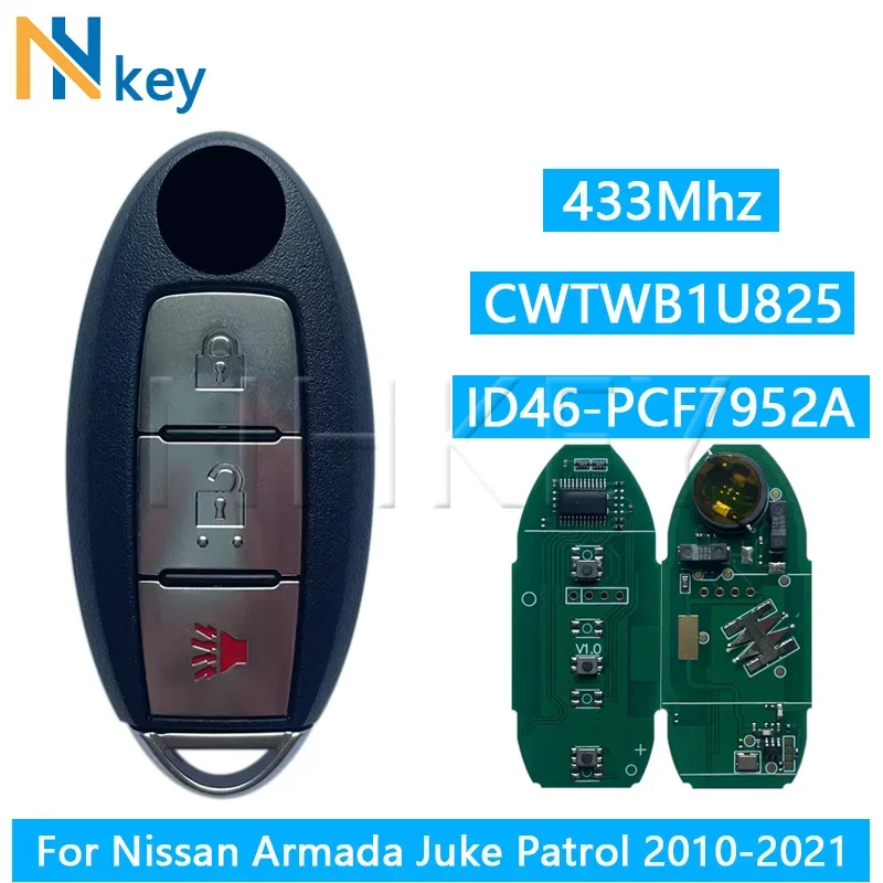 

NH KEY CWTWB1U825 CWTWB1U773 3 кнопки 433 МГц PCF7952A ID46 умный автомобильный брелок для Nissan Patrol Juke Cube Micra Armada 2010-2018