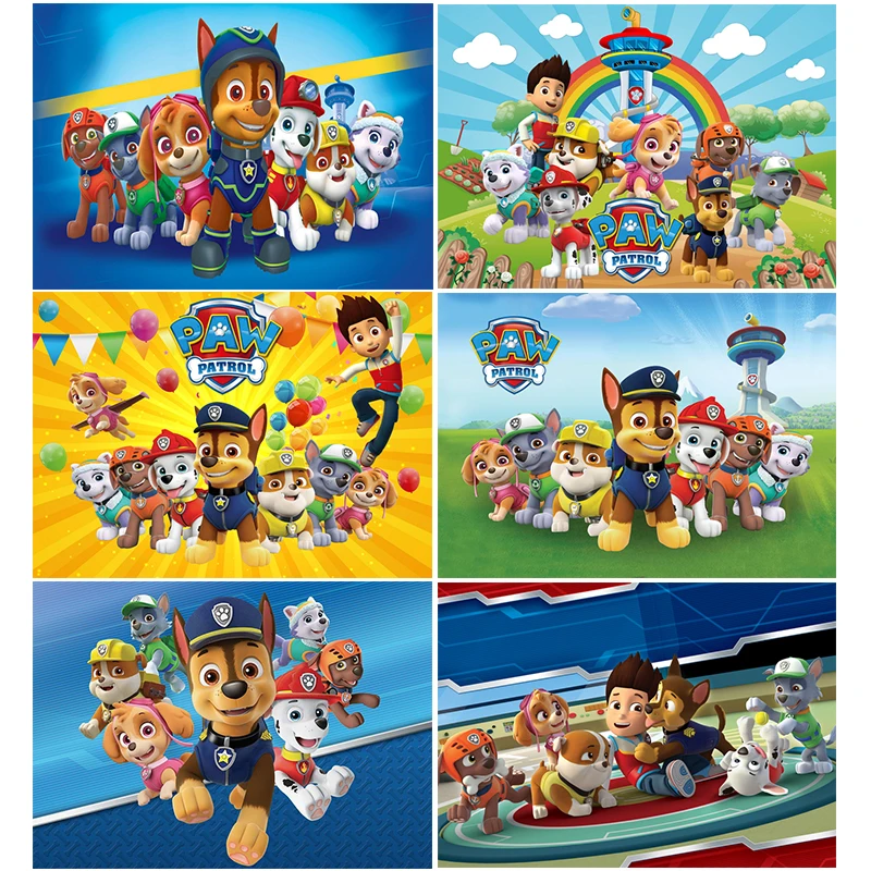 Виниловый фон с изображением собачки из м/ф Щенячий патруль |