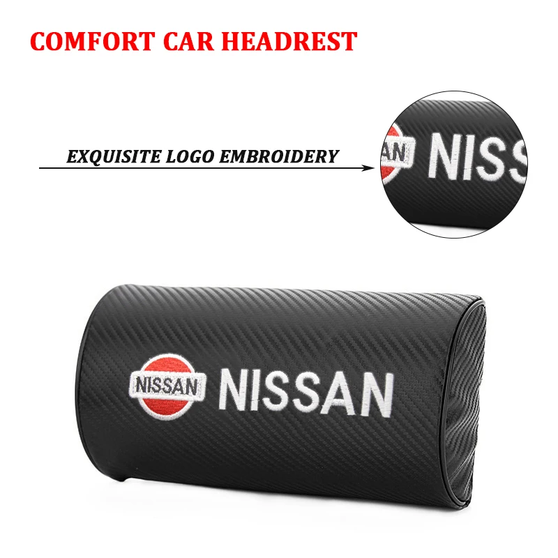 

Car Seat Neck Head Support Pillow Carbon Fiber Leather Headrest Cushion For Nissan Qashqai J11 J10 Juke Tiida Quashqai 350Z Nism
