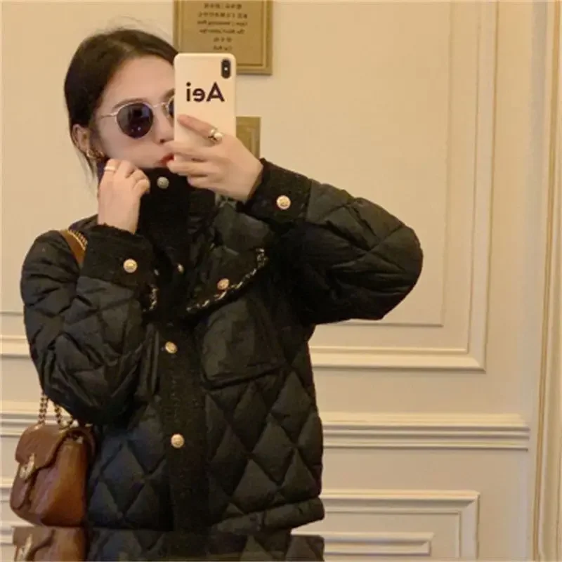 Короткое женское хлопковое пальто стеганая куртка белая женская парка легкая