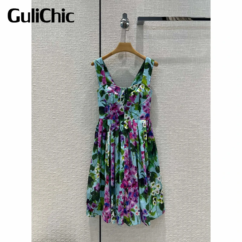 

5,18 GuliChic женские темпераментные нестандартные складки тонкое удобное хлопковое мини-платье с принтом