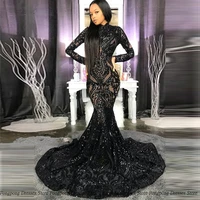 retro jewel black gorgeous evening dresses applique sexy sequin mermaid prom gowns party wear robe de soir%c3%a9e for female 2022