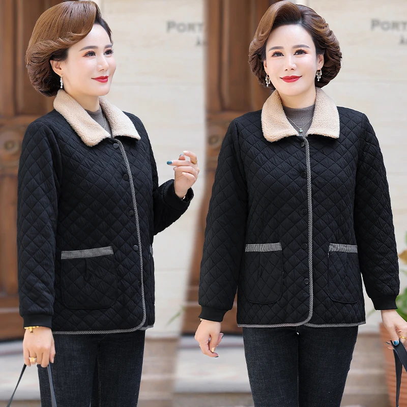 Middle Aged Women Autumn Winter Cotton Jackets 2022 New Thick Warm Short Outerwear Parkas Mother Coats
