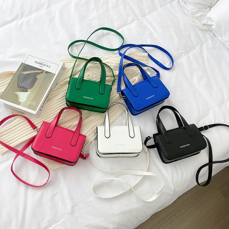 

Korean version of foreign color contrast small square bag 2022 new simple handbag casual temperament fashion shoulder bag