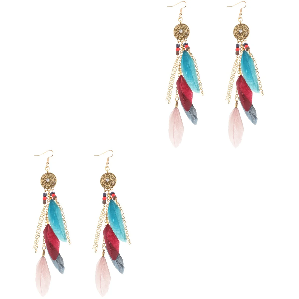 

2 Pairs Western Earrings Vintage Tassel Earrings Bohemian Earrings Women Dangle Earrings