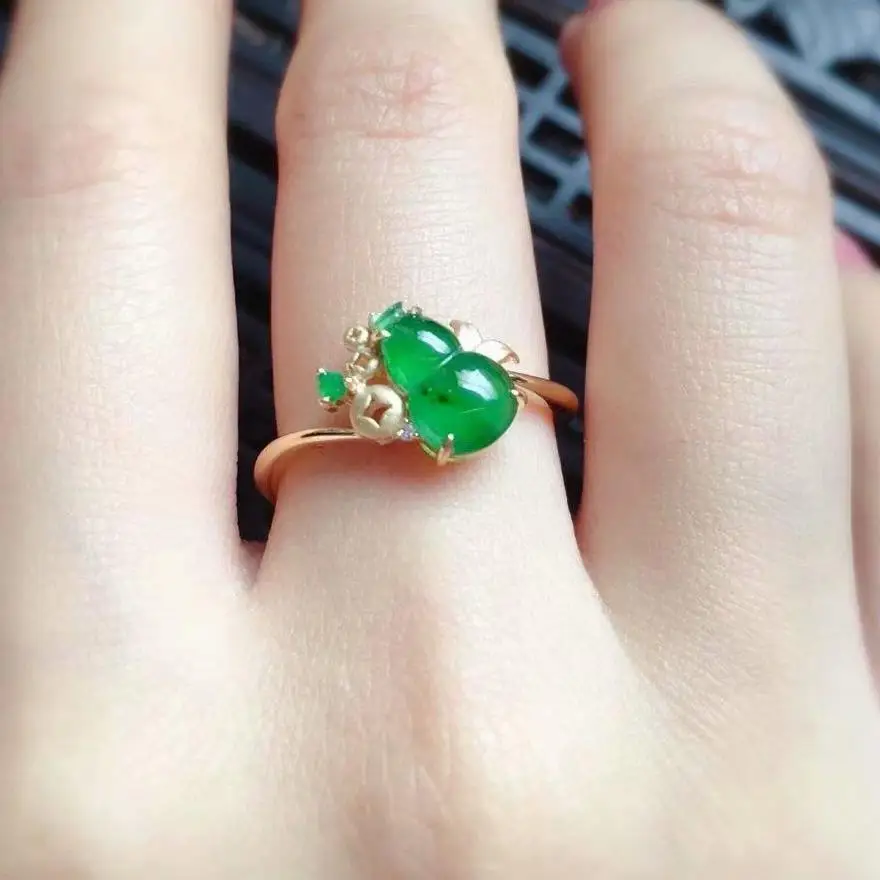 

Designer original silver inlaid natural ice through chalcedony gourd opening adjustable temperament elegant charm female jeweler