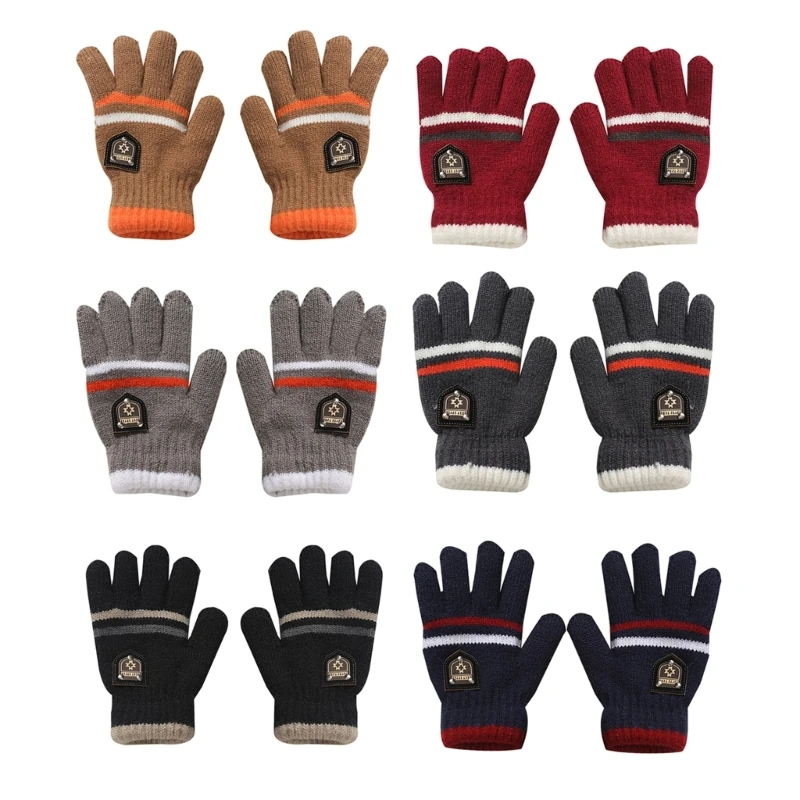 

K5DD Kids Gloves Full Fingers Knitted Gloves Warm Mitten Winter Favor for Little Boys & Girls Comfortable Wearing Gloves