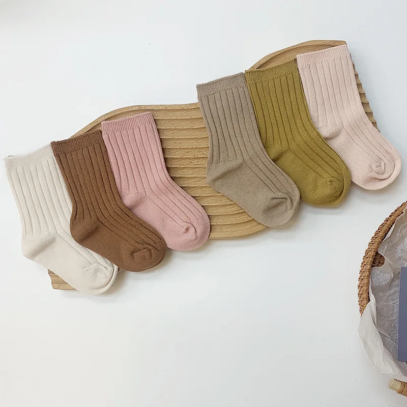 

RiniLucia 6 pairs Spring Baby Girl Boy Socks Toddler Cotton Baby Clothes Warm Casual Solid Color Cotton Baby Socks for Baby