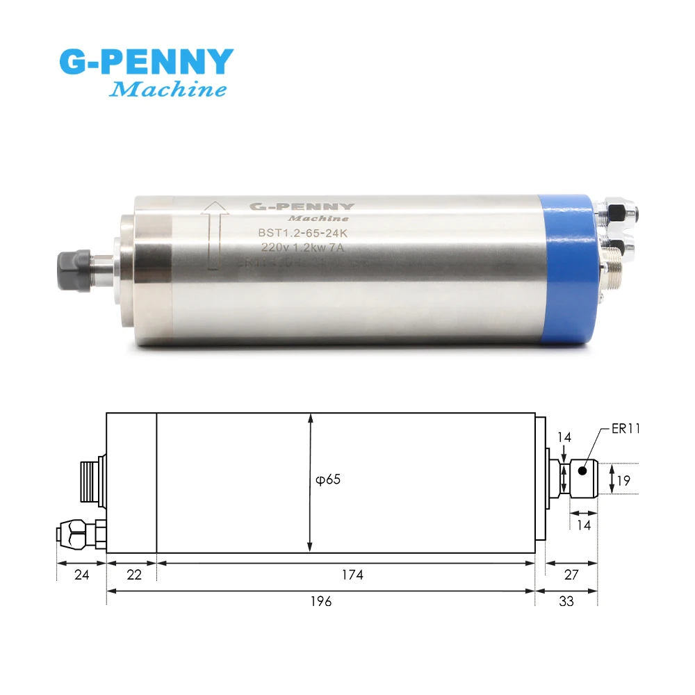 G-PENNY 1 2 кВт ER11 Комплекты двигателей шпинделя с водяным охлаждением 220 В 400 Гц 4