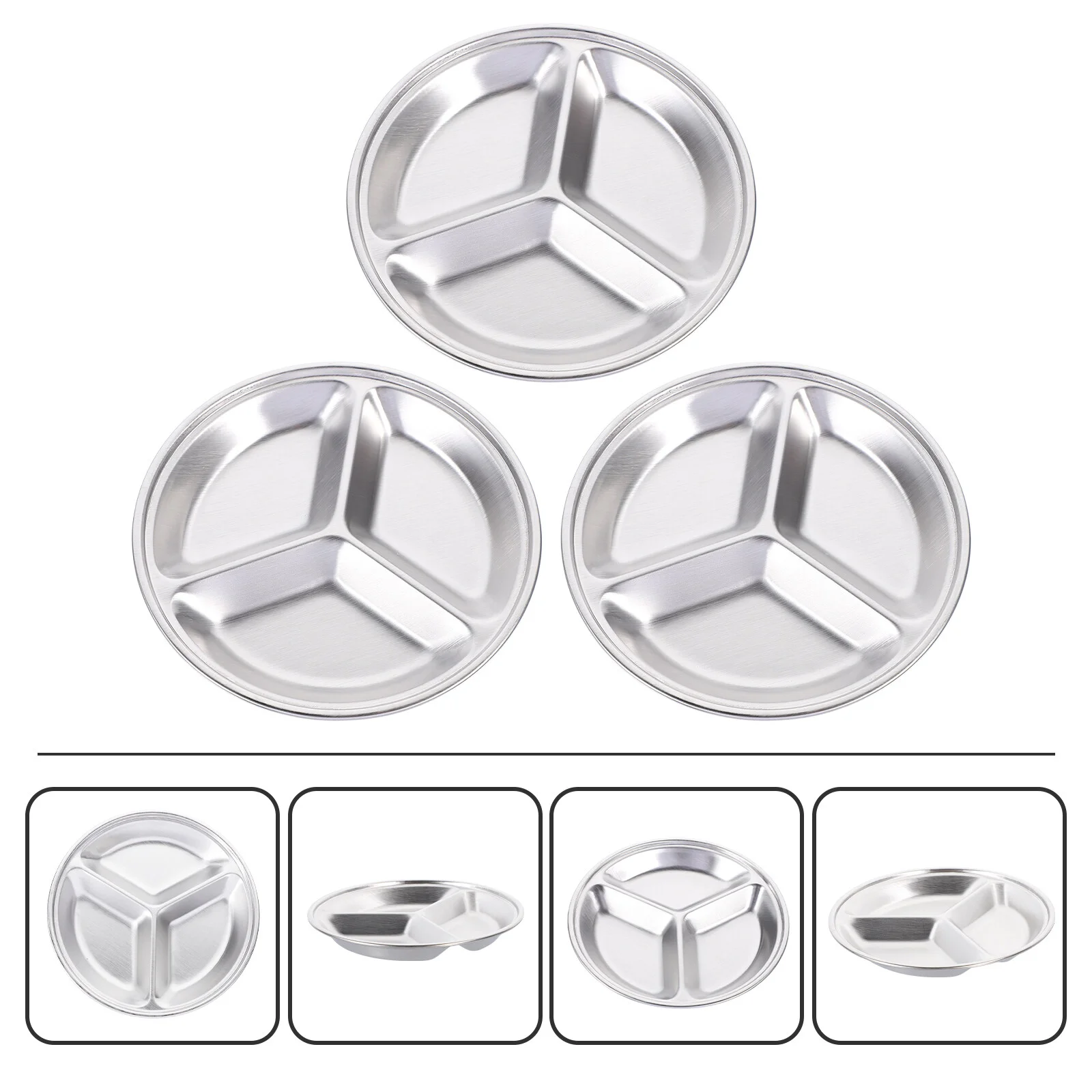 

3 Pcs Barbecue Multi-grid Dishes Mini Dessert Plates Control Panel Sauce Stainless Steel Flavor Child Metal Trays