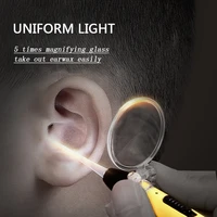 5x magnifier luminous ear cleaner earwax remover tweezers led lighting earspoon tool set for children kids ear care