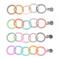 1pc silicone baby teethers ring newborn rattle bracelet toys food grade silicone beads nursing teething toys