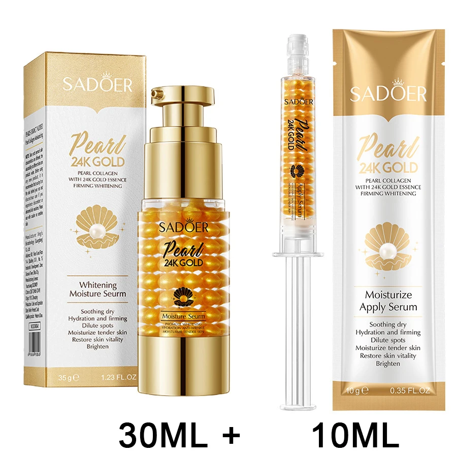 

24K Gold Hyaluronic Acid Pearl Face Serum Replenishment Moisturize Shrink Pore Brighten Skin Care Firming Facial Essence