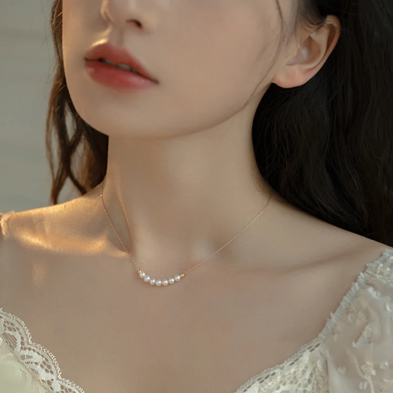 Draweye Pearls Necklaces for Women Simple Elegant Summer Korean Fashion Jewelry Ins New Vintage Simple Pendant Necklace
