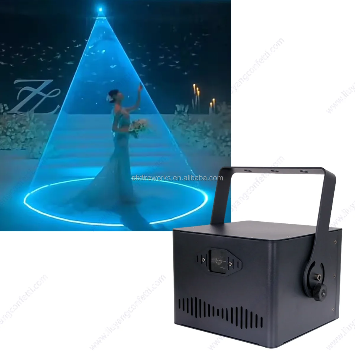 Фото Лазерный светильник RGB для сцены 3W с высоким CRI 80, управление через мобильное приложение и DMX, эффекты «Сказочная Золушка», «Аниме» для аренды на вечеринки и свадьбы №4