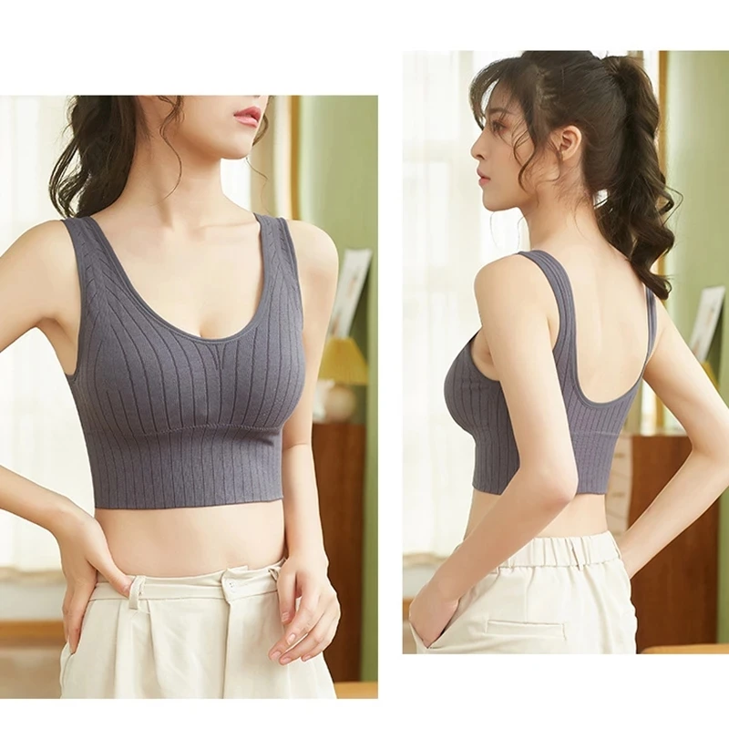 

Топ женский спортивный без рукавов, бесшовный бюстгальтер-труба, пикантный укороченный топ без рукавов, уличная одежда-бандо, базовая майка...