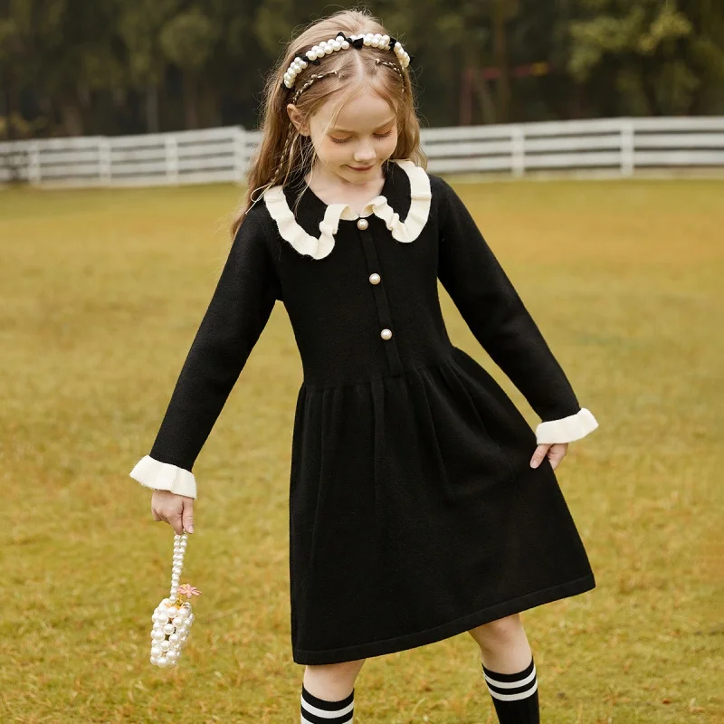 

Forest kids Girls Dress2022Spring Clothing Medium and Large Children's Casual British Style Children's Princess Dress