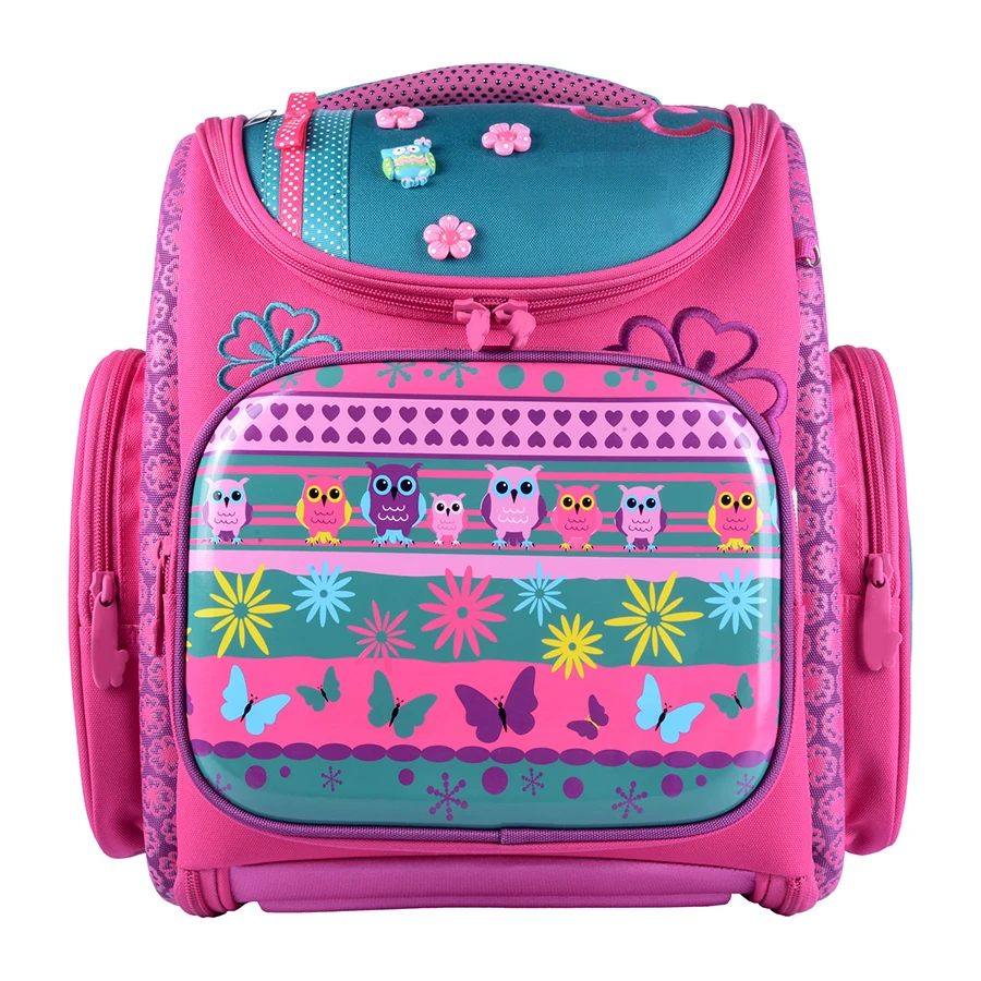 Delune Kids Pink School Bags for Girls Beautiful 3D Orthopedics Backpack Children Folding Cartoon Schoolbag Mochila Escola