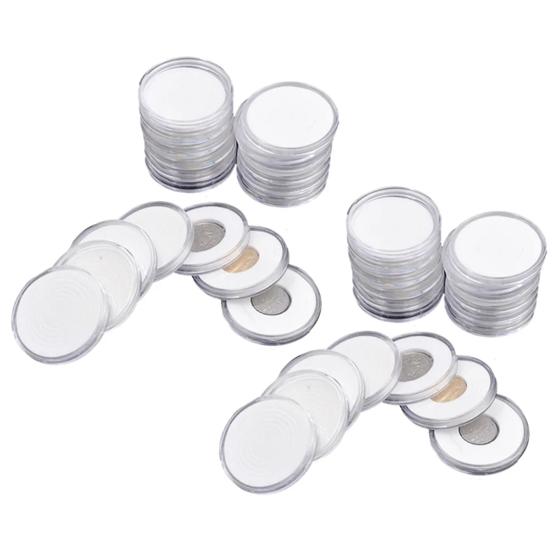 

40 Pcs 46Mm Coin Cases Holder Applied Clear Round Storage Box