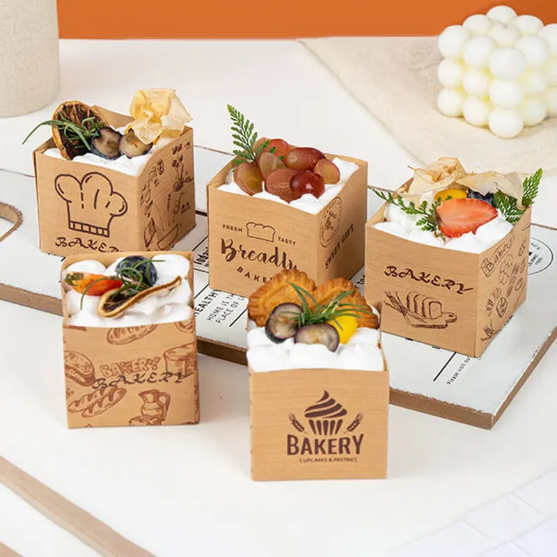 

10pcs Cupcake Wrapper Kraft Paper Cake Holder DIY Square Shape High Temperature Resistance Baking Accessories