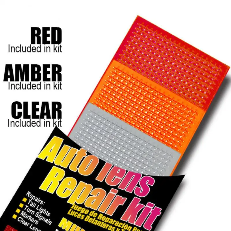 

Car Light Cover Repair Kit DIY Grid Pattern Auto Headlight Taillight Lens Repair Tool Set Crack Repair Film Polish Red Amber 1pc