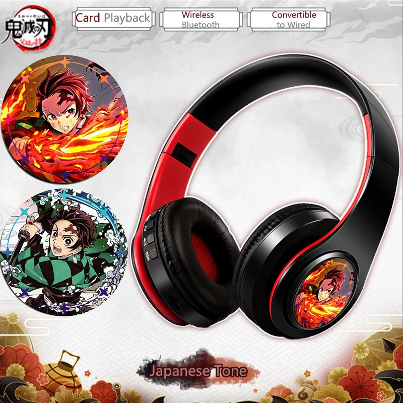 Беспроводные Bluetooth музыкальные наушники аниме Demon Slayer Tanjirou Inosuke Zenitsu косплей