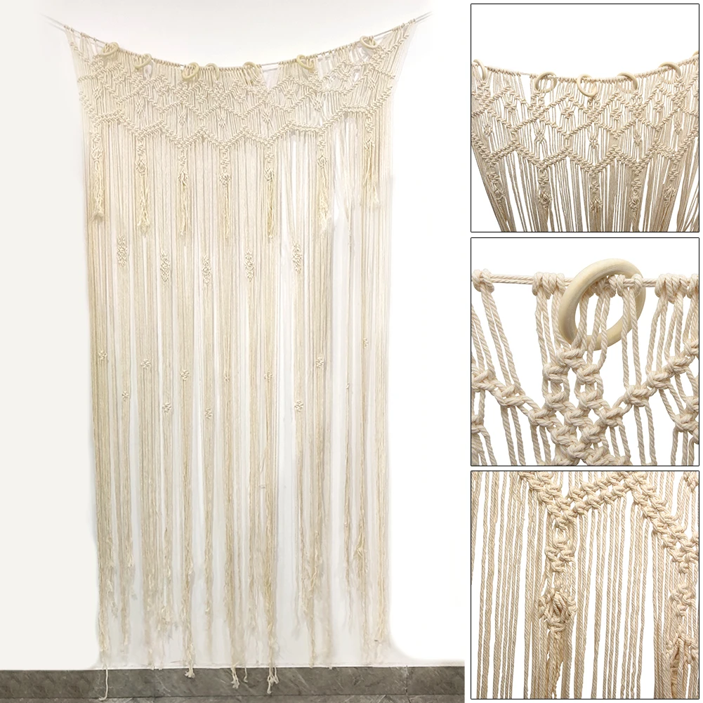 

Handmade Woven Background Crochet Party Home Decor Nursery Weddings Macrame Curtain Tapestry Doorway Wall Hanging Living Room