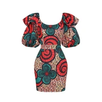 vintage traditional african floral print dress dashiki ankara women sexy bodycon dress party evening african dresses for women