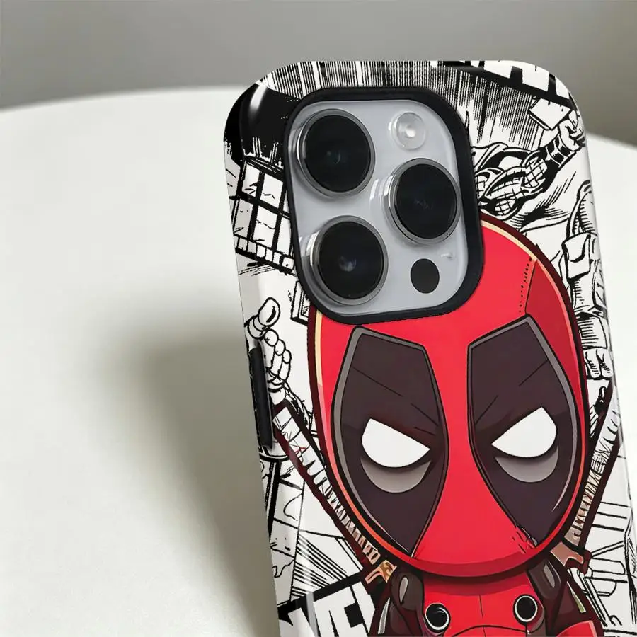Фото Мягкий чехол-накладка для Apple iPhone 17, 16, 15 Plus, 14 Pro Max, XS, XR, 13, 16e, 12 Air, 11 с Дэдпулом и Веномом №4