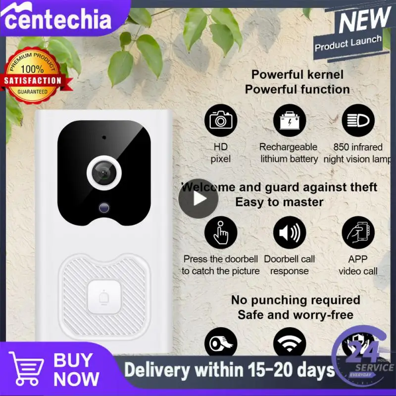 

1~8PCS With Night Vision Visual Smart Security Doorbell Rechargeable Wireless Video Doorbell 800mah