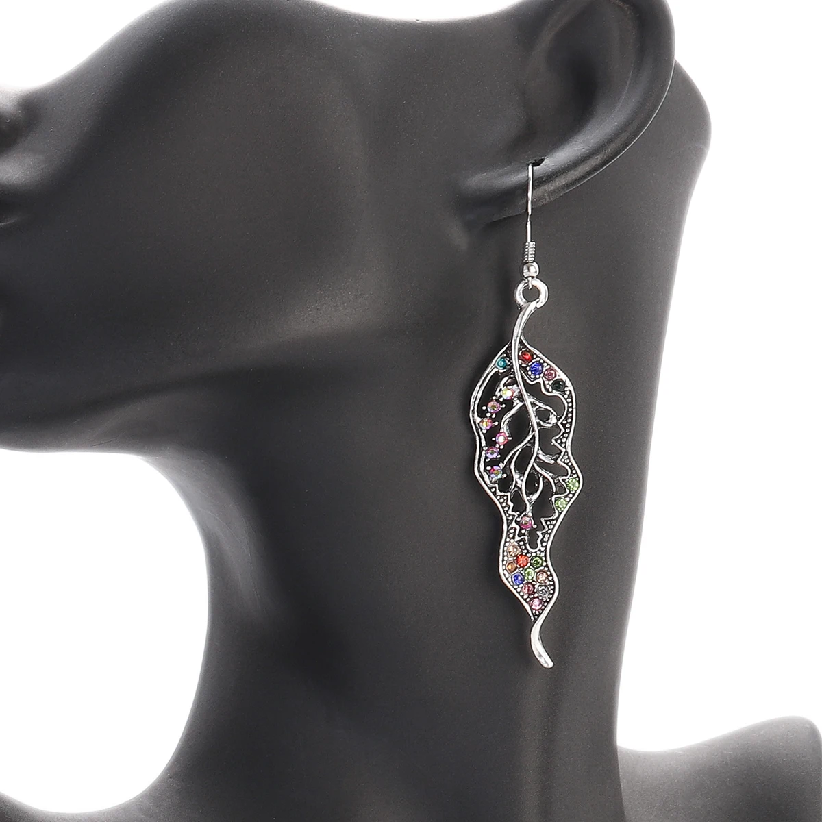 Этнические серебряные серьги в виде листьев для женщин винтажные разноцветные