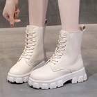 Демисезонные женские Кожаные Ботинки Martin, новинка 2022, Осенние мотоциклетные ботинки на шнуровке, женские ботильоны в британском стиле