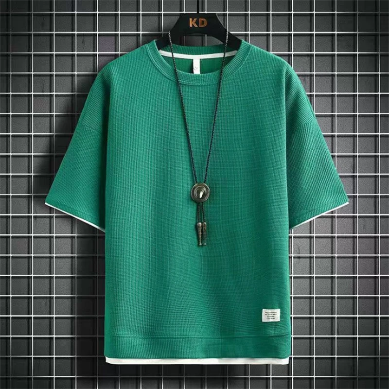 

Casual Men Tees 2022 Summer Solid O-neck Short Sleeve Tshirts Solid Color Pullover Tops Chic T-shirt