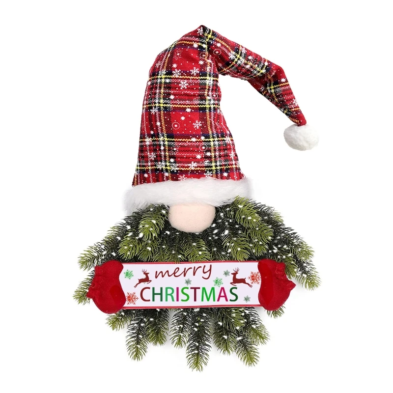 

Artificial Christmas Gnome Wreath Garland Winter Themed Party Bar Hotel Door